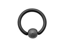 Anello in titanio Palla di ematite nera 4 mm |  ITC