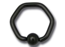 Anello in acciaio nero a sfera esagonale 4 mm | Itc