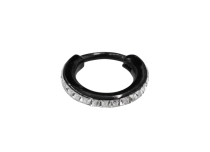 Anello a cerniera in acciaio 1,2 mm nero con strass
