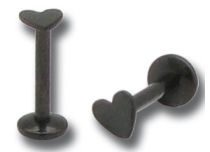 Labretola interna in acciaio con motivo a cuore nero | Itc