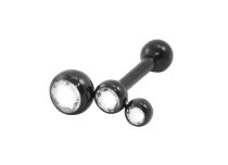 Barbell in acciaio nero con motivo a tre strass |  ITC