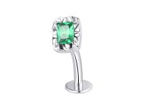 Banane labret titane ASTM-F136 threadless cristal carré vert