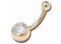 Palline d'oro Banana Navel 4 / 8 mm Doppio Zircone Bianco | Itc