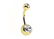 Palline d'oro Banana Navel 4 / 8 mm Doppio Zirconio Bianco |  ITC