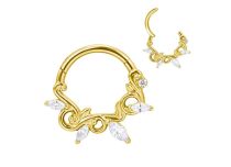 anneau charnière titane gold couronne florale