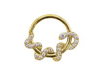 anneau serpent strass titane or