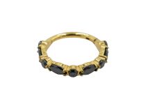 anneau titane PVD or strass noir ovales