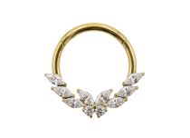 anneau titane doré motif papillon strass