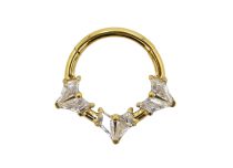 anneau titane PVD gold V strass blanc