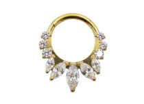 anneau charnière titane PVD gold strass goutte
