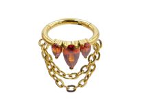 anneau titane gold strass rouge et chaîne