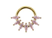 anneau piercing titane gold strass rose