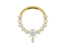 Anello cerniera in titanio pvd oro multistrass quadrato