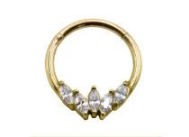 Anneau Acier PVD Oro Charnière 5 Strass |  ITC