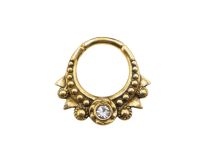 Anello ornamentale in acciaio dorato con strass bianchi 1,2x8