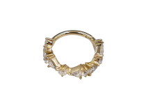 Anello a cerniera cromo cobalto PvdOro con motivo a triangolo e strass bianco rotondo