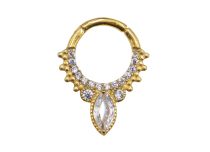 Anello a cerniera in acciaio oro goccia strass bianco multi strass | Itc