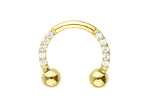 Fer &agrave; cheval titane PVD gold multi strass blanc ITC Piercing