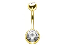 Banana Navel Acciaio Oro Fine Doppio Cristallo Bianco | Itc