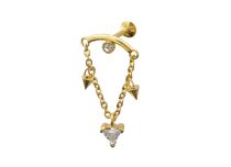 Labret Acciaio Ciondolo Oro Triangolo Strass | Itc