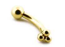 Micro Banana 1,2 x 8 mm in acciaio PVD oro Trinity Ball motif |  ITC