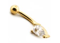 Micro Banana in acciaio PVD oro con strass a goccia d'acqua |  ITC