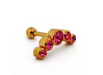 Barbell Acciaio PVD Oro Speciale Trago Strass Rosa Palla | Itc
