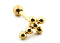 Labret Acciaio PVD Oro Croce 6 Palle |  ITC