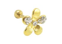Micro Barbell in acciaio con motivo floreale in oro e strass |  ITC