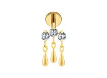 labret titane gold cascade goutte cristal blanc