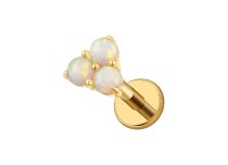 labret titane gold trio opale blanche