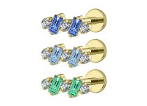 piercing labret dor&eacute; strass couleur
