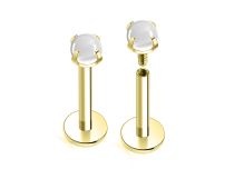 Labret Titanio ASTM F136 interno 1,2x8 bianco opale pietra trasparente | ITC