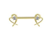 Bijou de t&eacute;ton titane PVD gold threadless motif LOVE strass blanc ITC