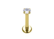 Labret Titanio ASTM F136 pvd oro Stud graffiato 0.8mm strass bianco | ITC