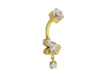 piercing nombril PVD gold avec pendentif