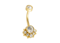 Acciaio banana PVD ORO 1,6x10 design multi strass