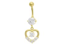 Set di motivi a cuore in oro fino Banana Steel con cristalli bianchi |  ITC