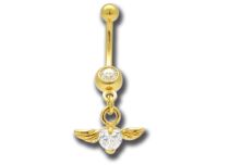 Banana Steel Fine Gold Fancy Winged Heart Set Cristallo Bianco | Itc