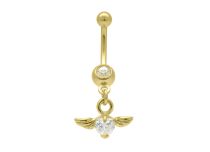 Banana Steel Fine Gold Fancy Winged Heart Set Cristallo Bianco |  ITC