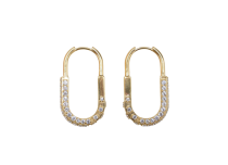 Coppia di orecchini allungati PVD Oro Cobalto Cromo CoCr Fibbia Multi Strass Bianco