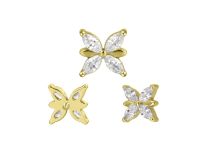 Accessorio interno Titanio pvd oro bianco strass motivo farfalla