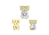Accessorio interno Titanio pvd oro bianco strass motivo gufo