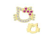 Accessorio interno Titanio Pvd Oro 0,9 kawaii cat design strass bianco