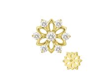 Accessorio interno Titanio pvd oro 0,9 strass bianco motivo fiocco di neve