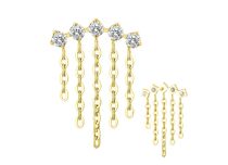 Accessorio interno Titanio pvd oro 0,9 motivo 5 catena strass bianco