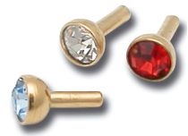 Clip a pressione in acciaio placcato oro con sfera di cristallo bianco.