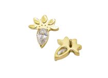 bijou piercing fleur de lotus doré strass blanc
