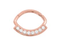Anello a cerniera in acciaio rosa con strass bianco |  ITC