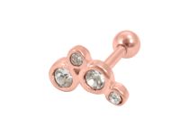 Barbell in acciaio oro rosa motivo 4 Strass |  ITC